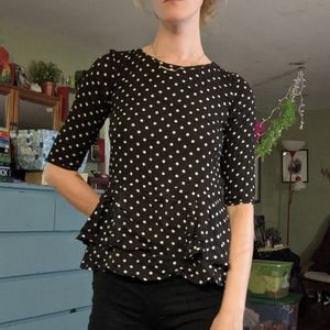French Connection Polka Dot Peplum Top